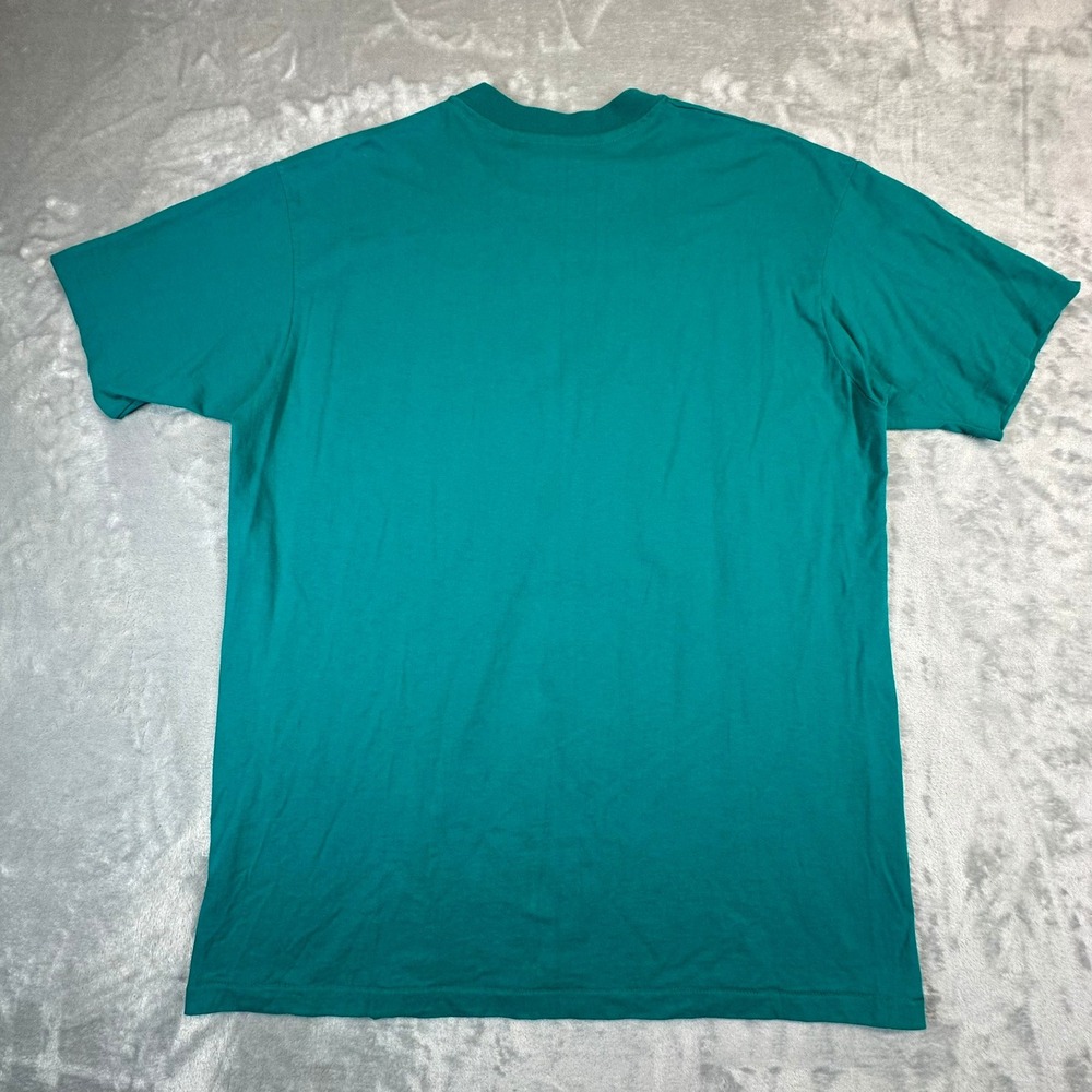 Hanes T-Shirt Mens XL Teal 1990 Grumbles Horse Floral Vintage Graphic Tee USA - Picture 7 of 8